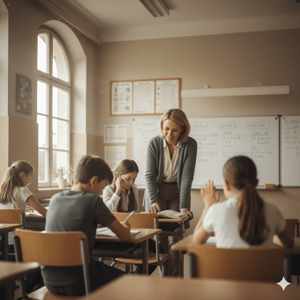 Teacher presenting a lesson in class